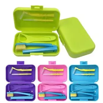 Foldable Travel Toothbrush Multi-function Tongue Scraper Soft Oral Care Set Go on A Trip 1Pc Color Random