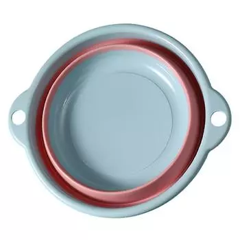 Foldable Washbasin Portable Household Multifunctional Plastic Wash Dish Tub for Travel S Size Blue Small Size