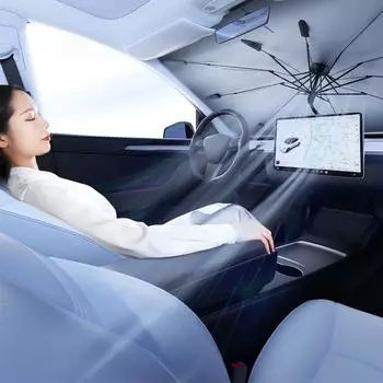 Foldable Windshield Sunshade Umbrella For Tesla Y Highland 2024 Car Sun Shade Cover Heat Insulation Front Parasol X8K3
