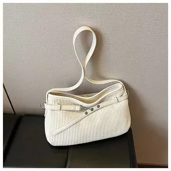 Folded tote bag spring and summer new solid color soft surface handbag retro shoulder messenger bag белый