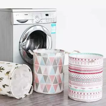 Folding Dirty Laundry Basket 1 PC Kids Toys Organizer Waterproof Cotton Linen Large Capacity Clothes Storage Bag Laundry Basket