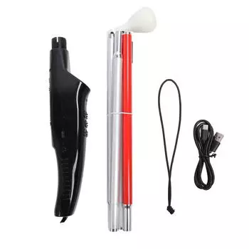 Folding Guide Cane with Red Reflective Electronic Voice Obstacle Avoidance Walking Cane for Blind Pe