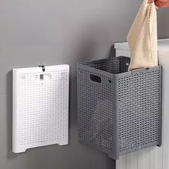 Folding Laundry Basket Sundries Container With Lid Partition Laundry Foldable Dirty Clothes Basket Bathroom Storage Bedroom