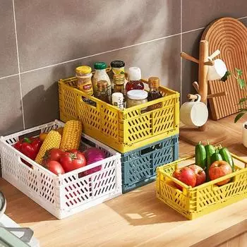 Складная корзина для хранения Настольное хранение Закуски Канцелярские принадлежности Корзина для хранения косметики Разное Корзина для фруктов Mini-15X10X5.7cm зелёный