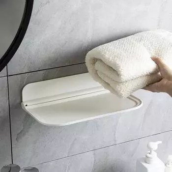 Folding Storage Rack Wall-mounted Folding Board Bathroom Accessories Storage Clothes Toilet Storage Wall-mounted Punch-free Rack