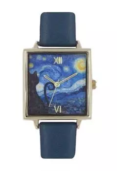 [Follow] Watch catmint Cat Art Parody Watch N00725S-1 NV Ladies Blue