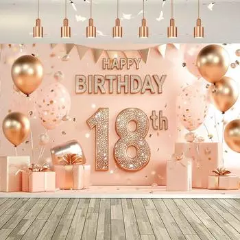 Фон для фотосъемки на 18-летие Баннер с воздушными шарами для вечеринки Фон для фотосъемки на день рождения для девочек 110x180cm