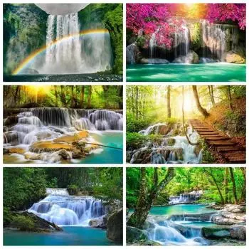 Фон для фотосъемки с закатом, джунглями, лесом, водопадом, фотофон, гора, радуга, природа, декоративный реквизит, реквизит 150*100cm