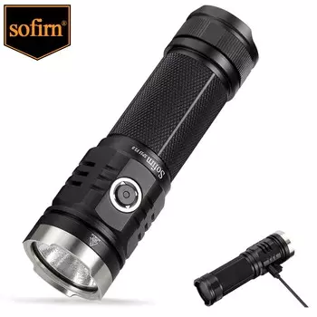 Фонарик Sofirn SP33V3.0 XHP50.2 EDC 3500 лм 26650 Мощный фонарик USB C Перезаряжаемый светодиодный светильник с индикатором питания 5000-5300K чёрный