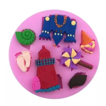 Формы для помадки Beach Castle Windmill Жидкие силиконовые формы Turn Sugar Cake Mold 1 шт