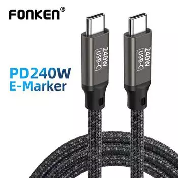 Fonken 240 Вт 5A USB Type C кабель USB C шнур для быстрой зарядки для Huawei P30 Xiaomi PD USBC Type-C провода для быстрого зарядного устройства 1 м