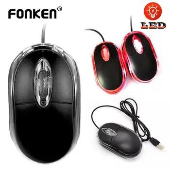 FONKEN 3D USB проводная светящаяся мышь I Регулируемая 3 кнопки оптическая профессиональная геймерская офисная компьютерная мышь чёрный