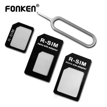 FONKEN адаптер для SIM-карты, комплект разъемов для iPhone, чехол-удлинитель для SIM-карты, конвертер карт мобильного телефона 4 в 1, инструмент для SIM-карты