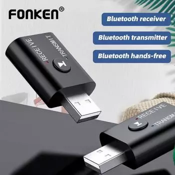 Fonken BT5.0 Bluetooth-адаптер Беспроводной аудиоприемник и передатчик двойной функции AUX разъем 3,5 мм USB-ключ для автомобильной гарнитуры с динамиком