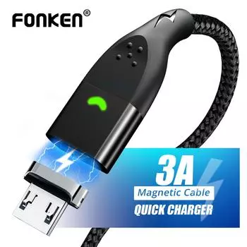 FONKEN Кабель Micro USB Магнитный кабель Провод для быстрой зарядки Android Мобильный телефон Планшет Светодиодный шнур для передачи данных Only one Micro USB Plug