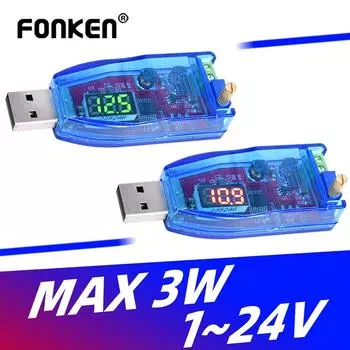 Fonken LED DC-DC 5 В в DC 1-24 В Регулируемый потенциометр USB повышающий/понижающий понижающий преобразователь Модуль регулятора напряжения источника питания