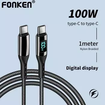 Fonken PD 100 Вт USB C к типу C прозрачный цифровой кабель дисплея питания PD 65 Вт USB A к типу C шнур для быстрой зарядки данных для телефона ноутбука
