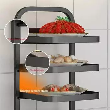 Food Rack Kitchen Rack Non-punching Storage Kitchen Kitchen Storage Dish Artifact Folding Shelf Side Dish Rack