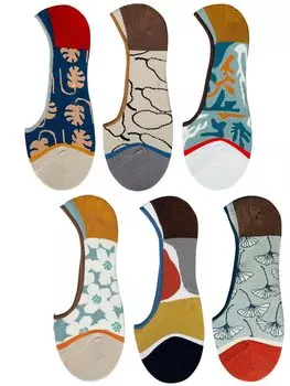 Foot Sneaker Deep Ankle Set of 6 Size M [ETSMON] Женские носки, Чехол, Носки, Весна/Лето, Нескользящие, Милые, Стильные, Красочные, Носить, Носки, Подарок,