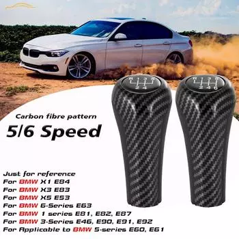 For BMW 1 3 5 6 Series E46 E53 E60 E61 E63 E81 E82 E83 E84 E87 E90 E91 E92 Car 5 6 Speed Leather Gear Stick Silver Shift Knob