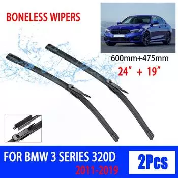 For BMW 3 Series 320d 2011-2019 Car Wiper Dovetail Soft Rubber Wiper Windshield Windscreen HD Quiet Automotive Wiper 24 +19