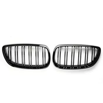 For BMW E92 E93 M3 2006 2007 2008 2009 Front Bumper Kidney Grille 1Pair Glossy Black Car Racing Grill Dual Line Sport Grille Glossy black