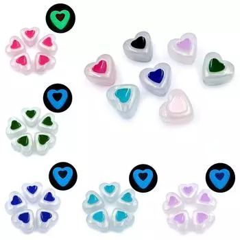 for Bracelet Earrings Making Peach Heart DIY Jewelry Material Accessories Luminous 5Pcs Exquisite Handmade Charms Beads Fashion Bright Accessories чёрный