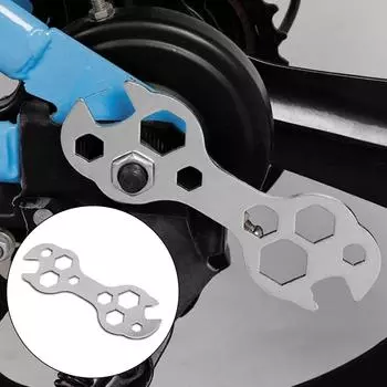 For Car Bicycle Universal Spanner Mechanical Repair Tool Portable Multitool 10 In 1 Wrench 8-17mm Hex Multihole Screw Wrench серебряный