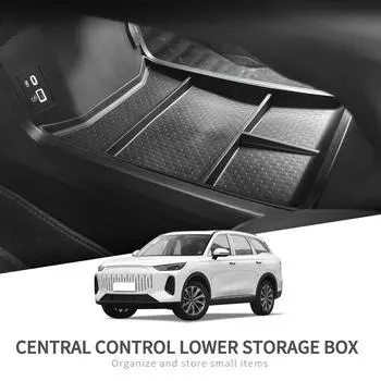 for Chery Tiggo 9 2025 2025 Center Console Lower Storage Box Car Tray TPE Organizers Accessories Tidying Black