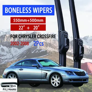 For Chrysler Crossfire 2002-2008 Car Windshield Wiper U-type Soft Rubber Frameless Bracketless Car Wipers 22 +20