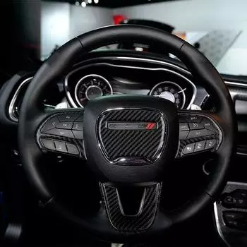 For Dodge Challenge 2015-2024 Carbon Fiber Interior Accessories Steering Wheel Decorative Panel Decorative Stickers 5D