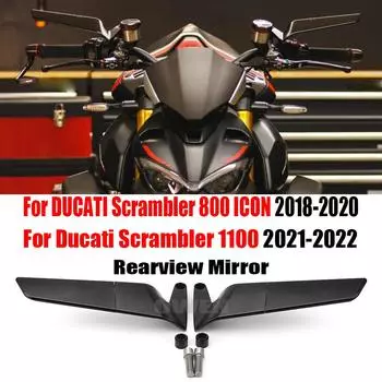 For Ducati Scrambler800 ICON 2018-2020 Mirrors Wind Wing Rear View Mirror Scrambler1100 2021-2022 Adjustable Sports Wing Mirrors A