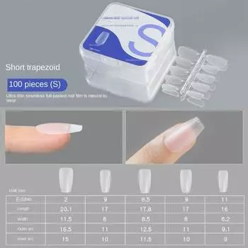 for Extension Coffin Artificial Nails Clear Fake Nail False Nails Acrylic Super Soft Press on Nails Trapezoid-S