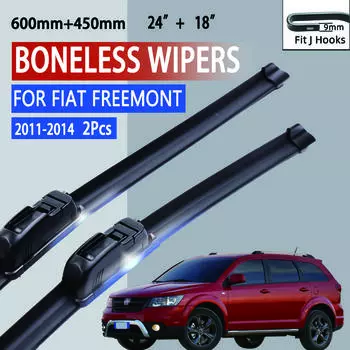 For FIAT Freemont 2011-2014 Car Windshield Wiper U-type Soft Rubber Frameless Bracketless Car Wipers 24 +18