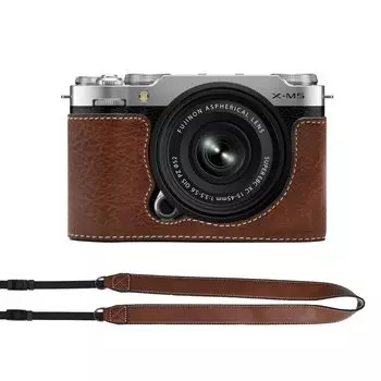 For Fujifilm BEADY FUJIFILM XM5 exclusive hand grip case xm5 PU leather leather hand grip with shoulder strap brown X-M5 x-m5