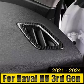For Haval H6 3rd Gen 2024 2024 2024 2024 HEV PHEV Stainless Car Center Console Air Conditioner Vent Outlet Cover Trim Stickers чёрный