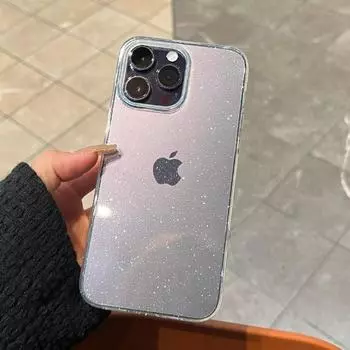Для iPhone 14 Pro Max 13 12 11 X XR XS 7 8 Plus SE MiNi Роскошный блестящий прозрачный чехол противоударный прозрачный мягкий чехол For iPhone X
