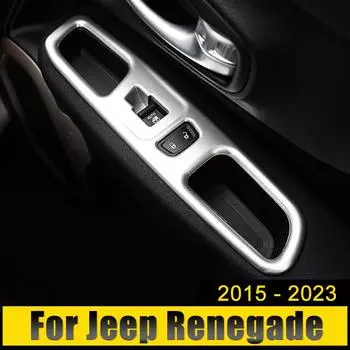 For Jeep Renegade 2015 2016 2017 2018 2019 2020 2024 2024 2024 ABS Car Window Glass Lift Switch Button Panel Trim Cover Stickers серебряный