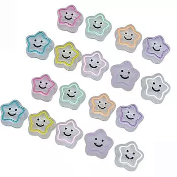 For Jewelry Making Acrylic Beads 5Pcs Candy Color Smiling Star Beads Diy Necklace Bracelet Loose Spacer Beads Frosting Handmade Accessories темно-фиолетового