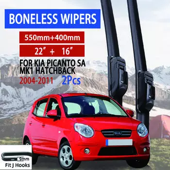 For KIA Picanto SA MK1 Hatchback 2004-2011 Car Windshield Wiper U-type Soft Rubber Frameless Bracketless Car Wipers 22 +16