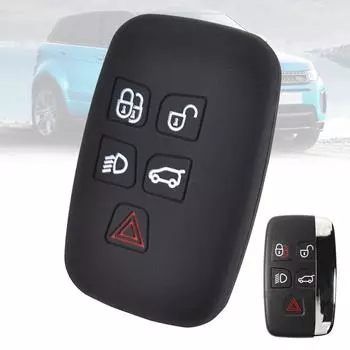 Для Land Rover Range Rover Vogue Discovery Jaguar F Pace Type XJ силиконовый чехол для ключа чехол для 5 кнопок резиновый чехол для пульта дистанционного управления чёрный