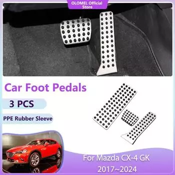 For Mazda CX-4 GK 2017~2024 Gas Covers Accelerator Alloys Car Pedals and Parts Acessories Stainless Steel Fuel Brake No Drilling