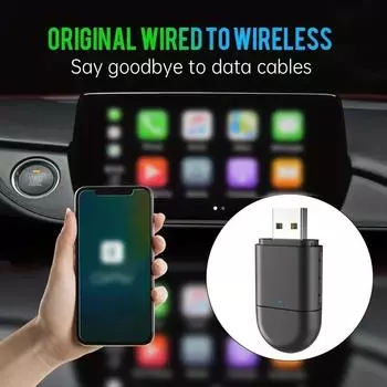 For Mini USB & Type-C Dual-Head Wireless Carplay Adapter: Transform Your Original Carplay to Wireless Carplay for Android Auto