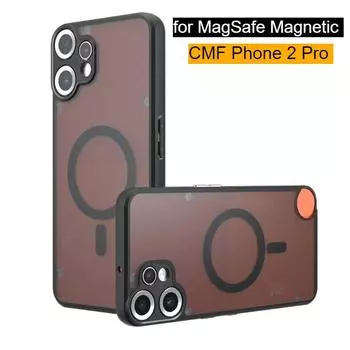 For Nothing CMF Phone 2 Pro Матовый чехол для Magsafe Магнитный акриловый жесткий бампер для CMF Phone2pro Ударопрочный прозрачный чехол Nothing CMF phone 2 pro чёрный