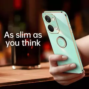 For OnePlus Ace 2V Case OnePlus Ace 2V Phone Case 1+ ace 2v Back Cover PHP110 Luxury Square Plating Ring Holder Stand ace2v Case OnePlus Ace 2V