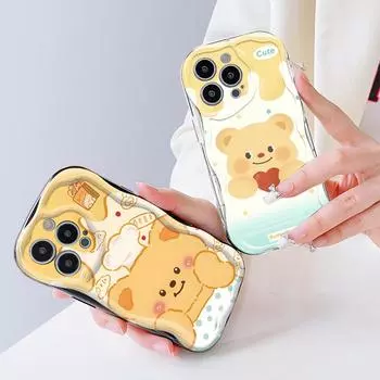 Для OPPO A17 A18 A38 A58 A98 Reno7 Z 8Z 8T 11F 11 Pro Realme 12 Lite 12 Pro C30 мультяшный медвежонок кремовая текстура мягкий силиконовый чехол для телефона Realme Narzo 70X 5G чёрный