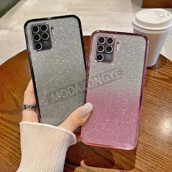 Для OPPO A94 4G Чехол Гальваническое покрытие Мягкий Блестящий ТПУ Чехол-накладка для мобильного телефона OPPO A94 4G CPH2203 Чехол для телефона Для девушки Женщины OPPO A94 4G чёрный