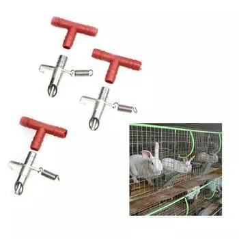 for Rabbits Hamster Fountains Feed Tool Drinking Feeding Supplies Rabbit Drinker Water Feeder красный/серебряный