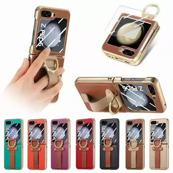 для samsung flip 5 защитная пленка стеклянный чехол для Samsung Galaxy Z Flip 5 Flip5 5G Zflip5 кожаный чехол чехол-кольцо для пальца for Samsung Z Flip 5