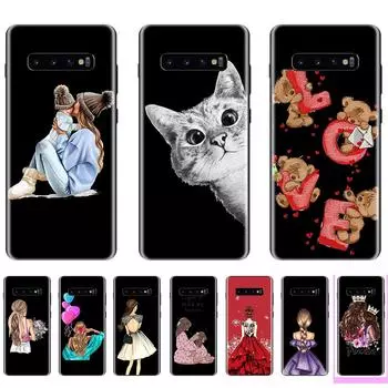 для Samsung Galaxy S10 Plus Чехол Роскошный Мягкий ТПУ Черный 6,4 дюйма GalaxyS10Plus Силиконовая Задняя Крышка Полная защита Бампер S10 Plus-Style 1